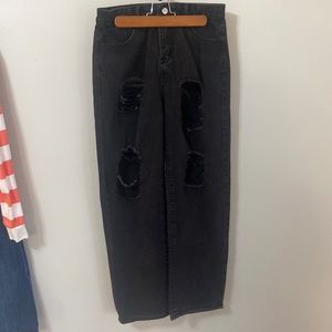 Black Baggy Distressed Jeans